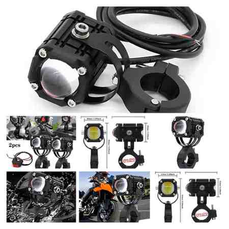 Motorcycle LED Auxiliary Headlight – High/Low Beam, Super Bright Fog & Driving Light With Button